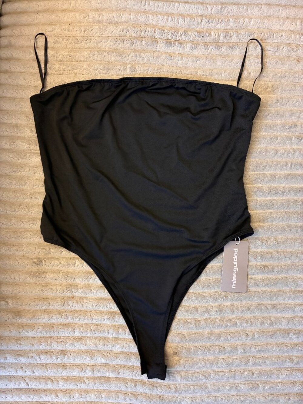 MISSGUIDED Sleeveless Black Bodysuit With Fitted Design Size XL